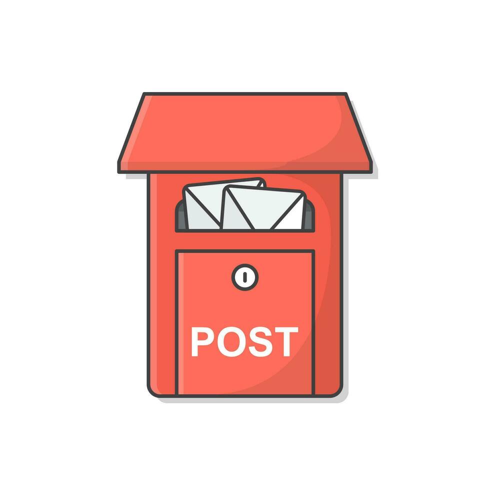 brevlåda vektor ikon illustration. posta kontor låda. full brev låda