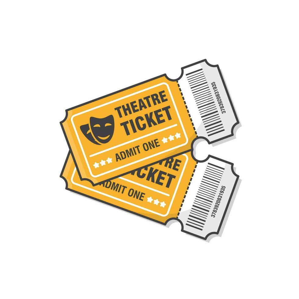 två teater biljetter vektor ikon illustration. biljett för ingång till de händelse
