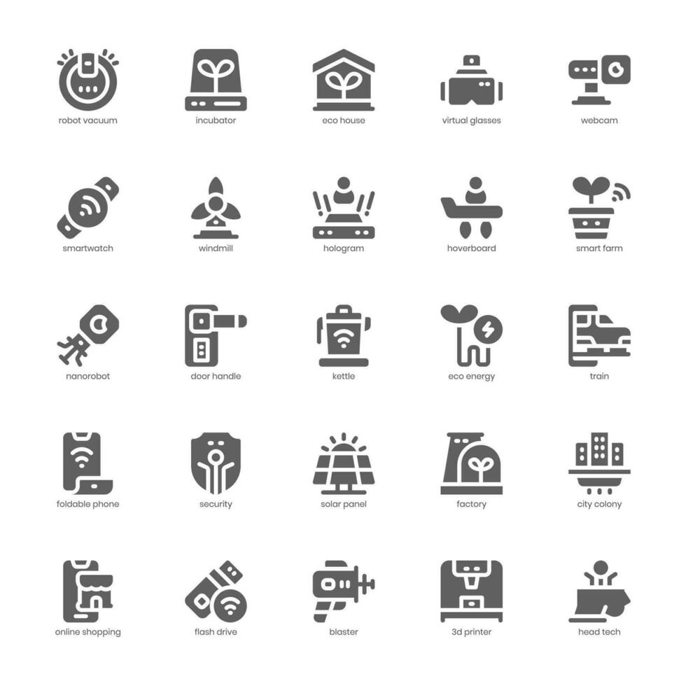 hoch Technik Symbol Pack zum Ihre Webseite, Handy, Mobiltelefon, Präsentation, und Logo Design. hoch Technik Symbol Glyphe Design. Vektor Grafik Illustration und editierbar Schlaganfall.