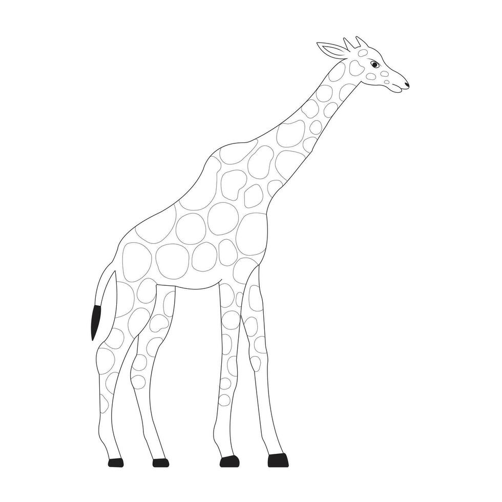 ein Vektor Illustration von ein süß Giraffe im schwarz und Weiß Farbe