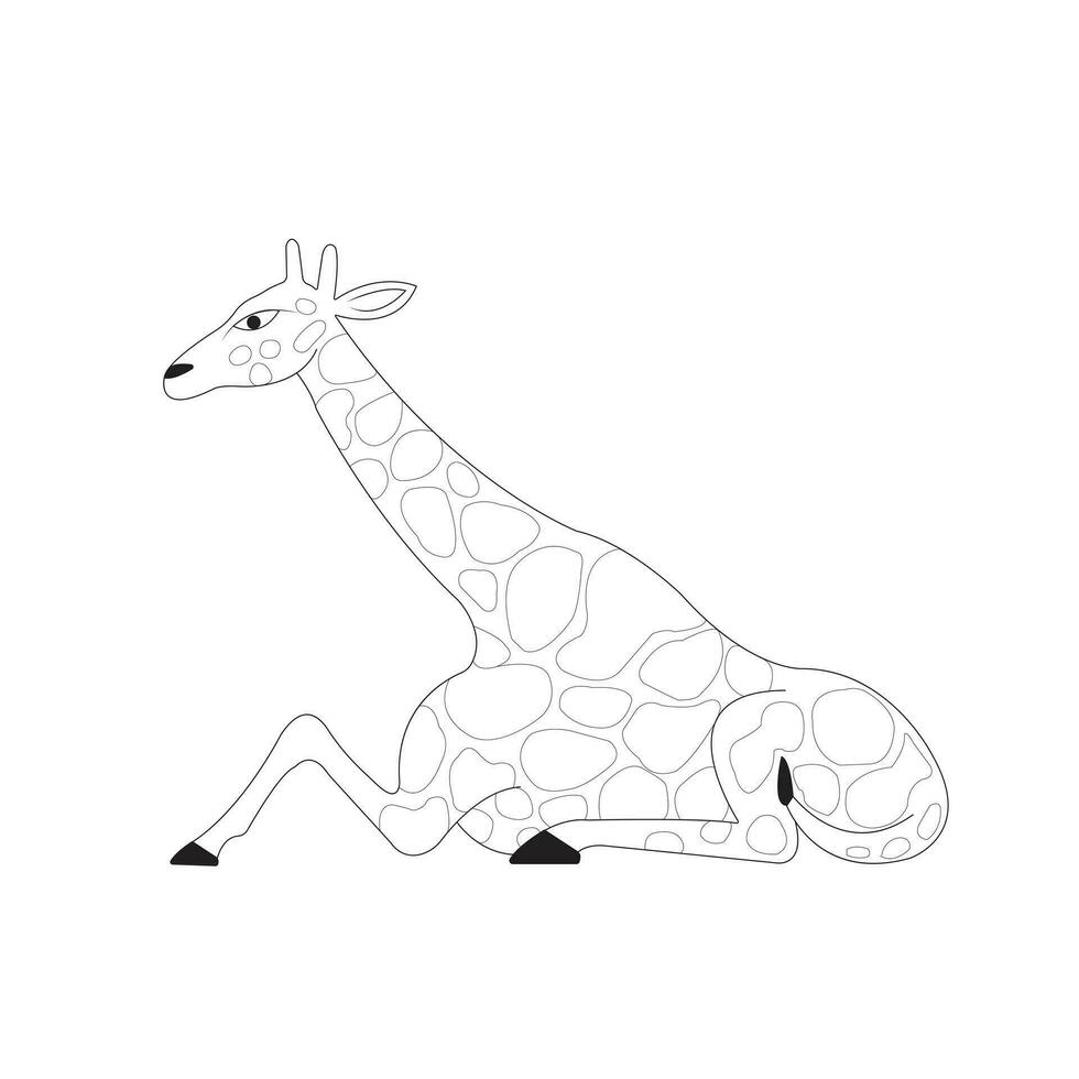 en vektor illustration av en söt giraff i svart och vit Färg