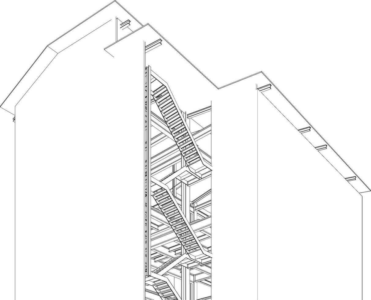 3d illustration av industriell byggnad vektor