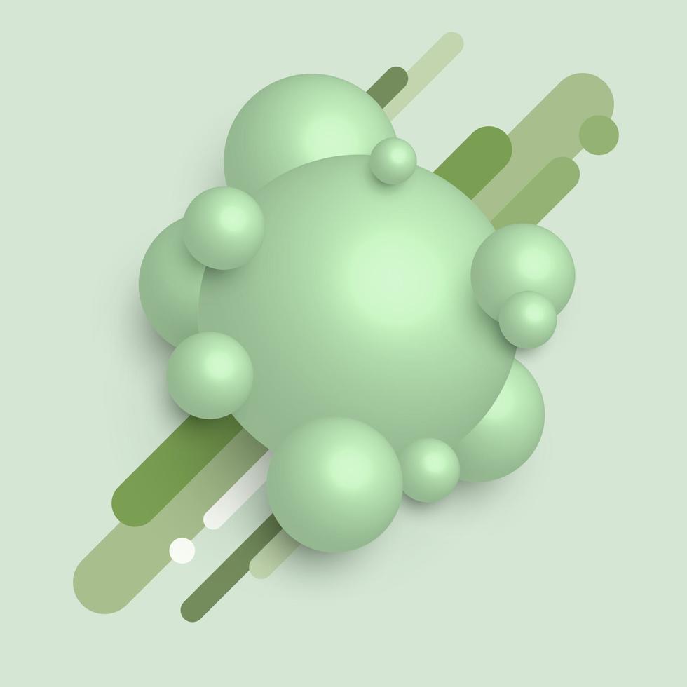 abstrakt 3d grön sfär boll dekorationer rundade linjer element bakgrund vektor