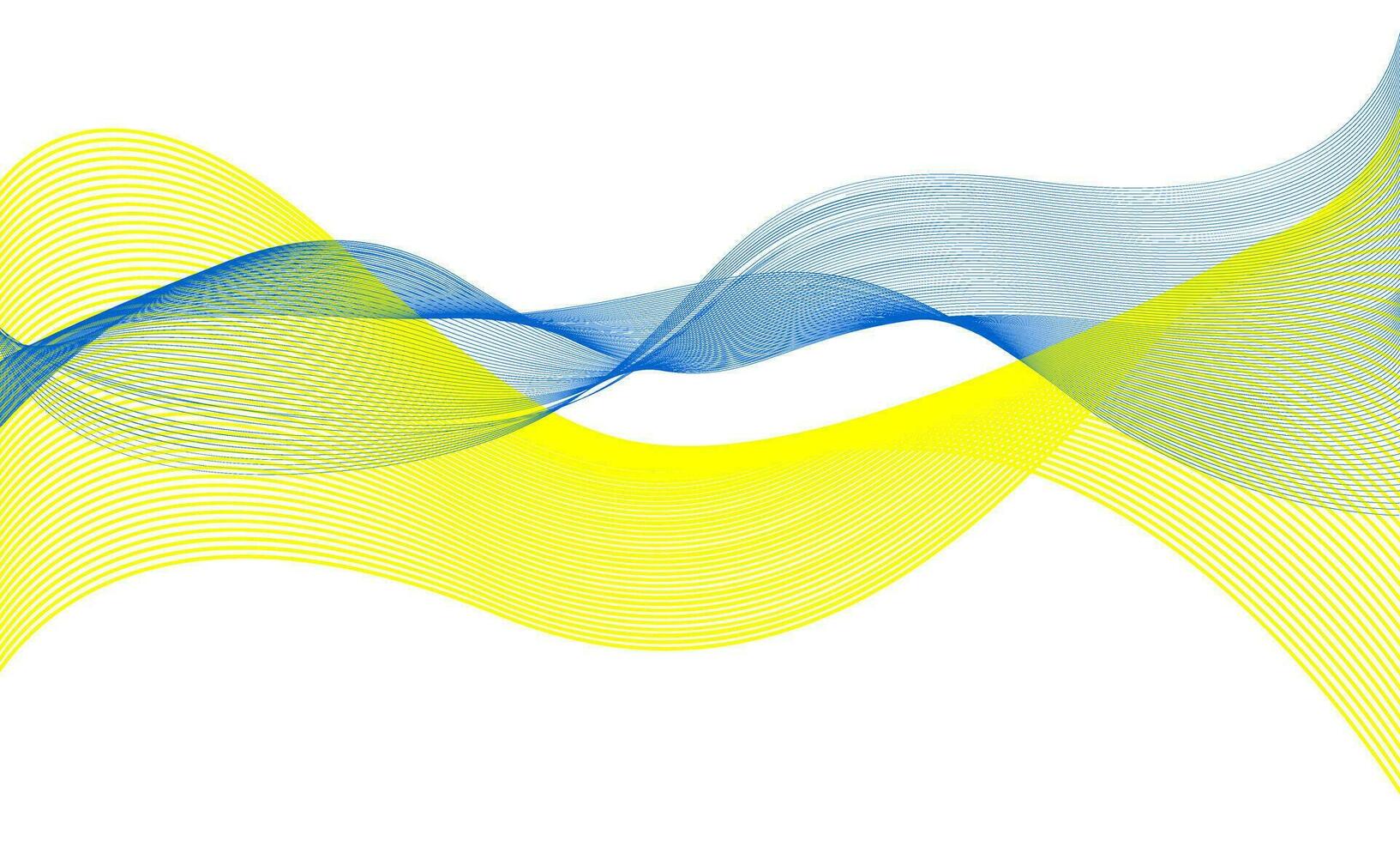 trogen digital blå, gul vågig linje vektor bakgrund. färger av ukrainska flagga baner i abstrakt stil.