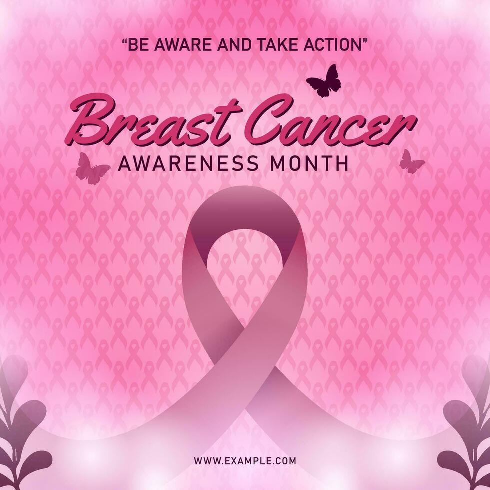 bröst cancer medvetenhet månad vektor bakgrund och baner med rosa band