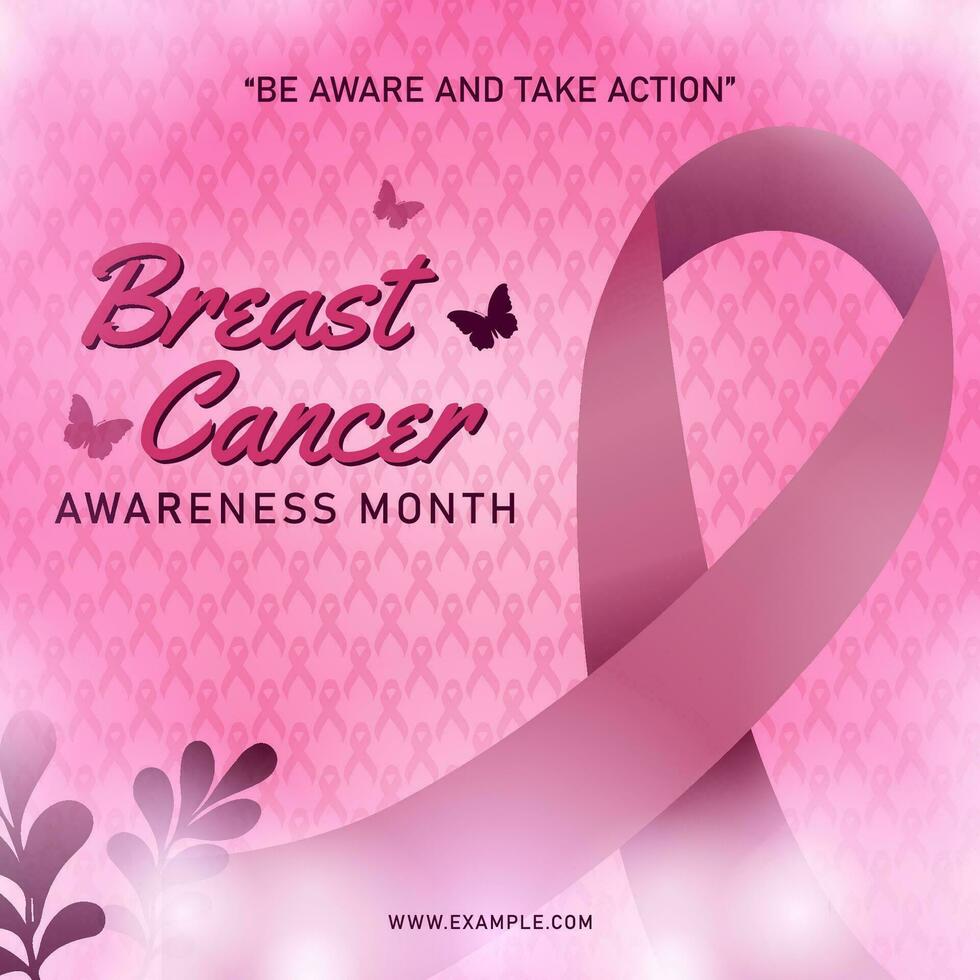 Brust Krebs Bewusstsein Monat Vektor Hintergrund und Banner mit Rosa Band