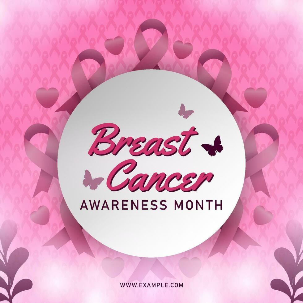 Brust Krebs Bewusstsein Monat Vektor Hintergrund und Banner mit Rosa Band
