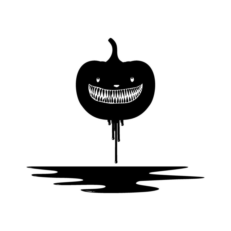 blodig skrämmande pumpa, kan använda sig av för tecken, ikon, symbol och halloween tema affisch, konst illustration för film med genre Skräck eller mysterium. vektor illustration