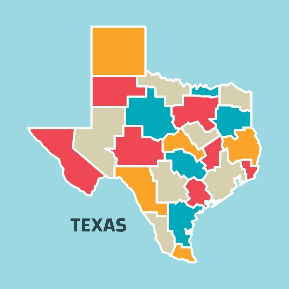 färgglad karta över texas vektor