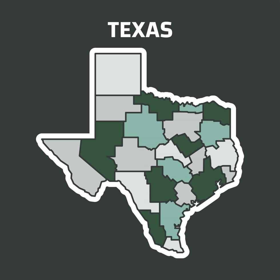 karta över texas i olika färger vektor