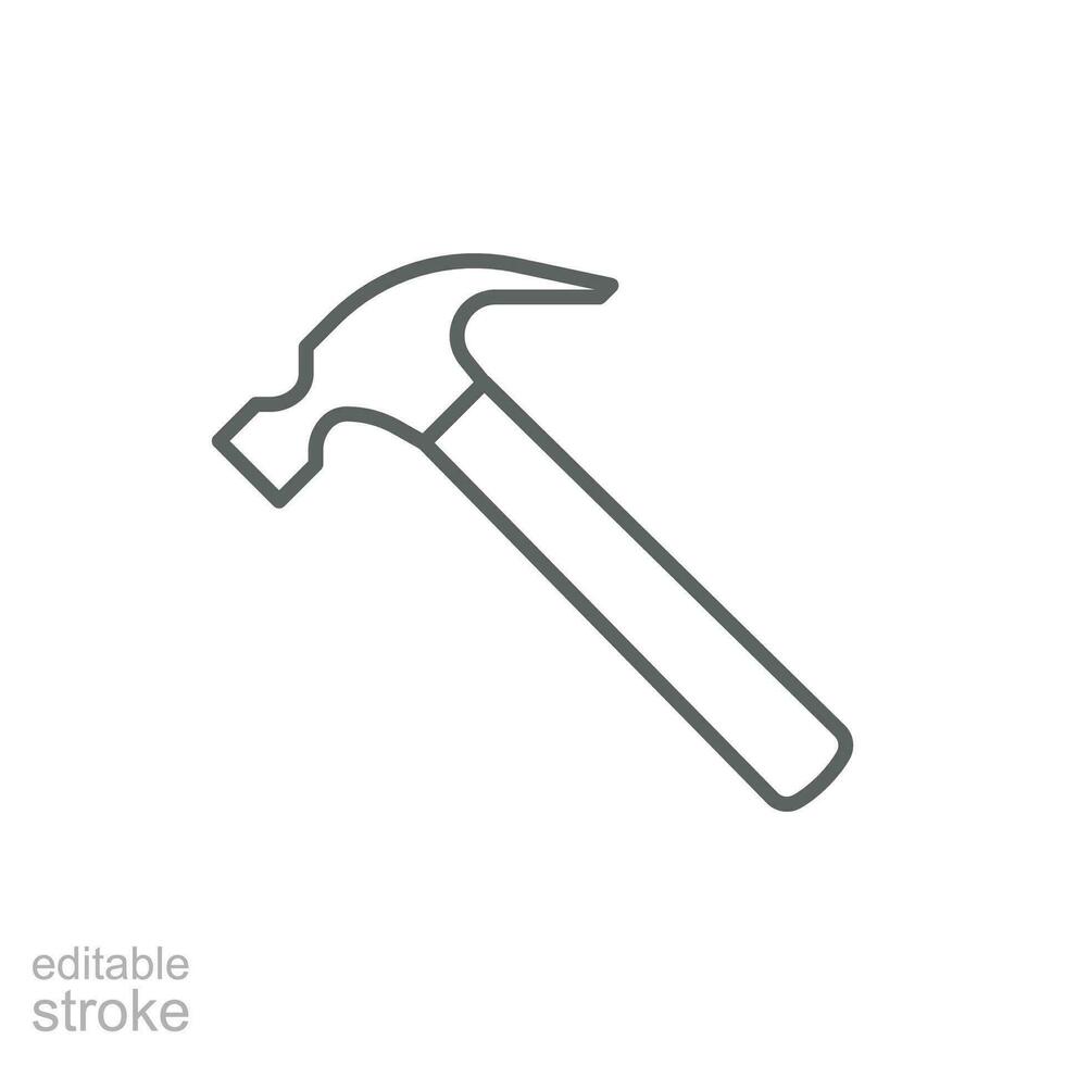 Hammer Symbol. einfach Gliederung Stil. Hummer, Metall, Werkzeug, Schlag, Zimmerei, bauen, Hardware, Heimwerker, Entwicklung Konzept. dünn Linie Symbol. Vektor isoliert auf Weiß Hintergrund. editierbar Schlaganfall Folge.