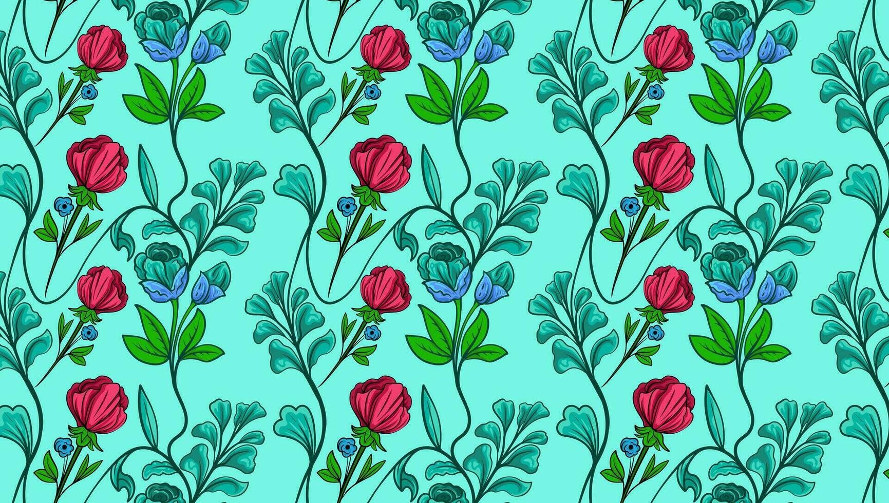 ditsy mönster blommig sömlös textur. abstrakt bakgrund med enkel små blå blommor, löv. frihet stil bakgrundsbilder. subtil prydnad. elegant upprepa design för dekor, tyg, skriva ut vektor
