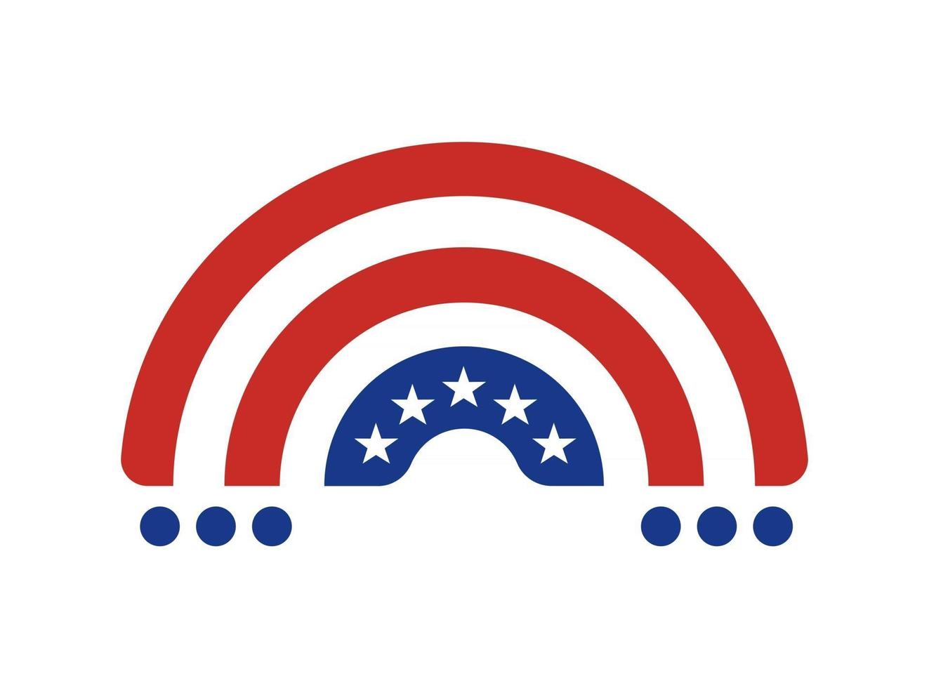 Poster zum Unabhängigkeitstag der USA. bunter Regenbogen in den Farben der amerikanischen Flagge auf weißem Hintergrund. flache Vektorgrafik. Design für Banner, Poster, Grußkarten, Flyer vektor