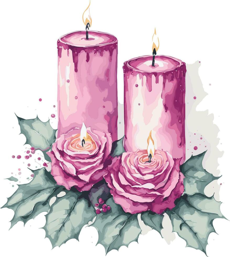 Aquarell Rosa Weihnachten Clip Art vektor