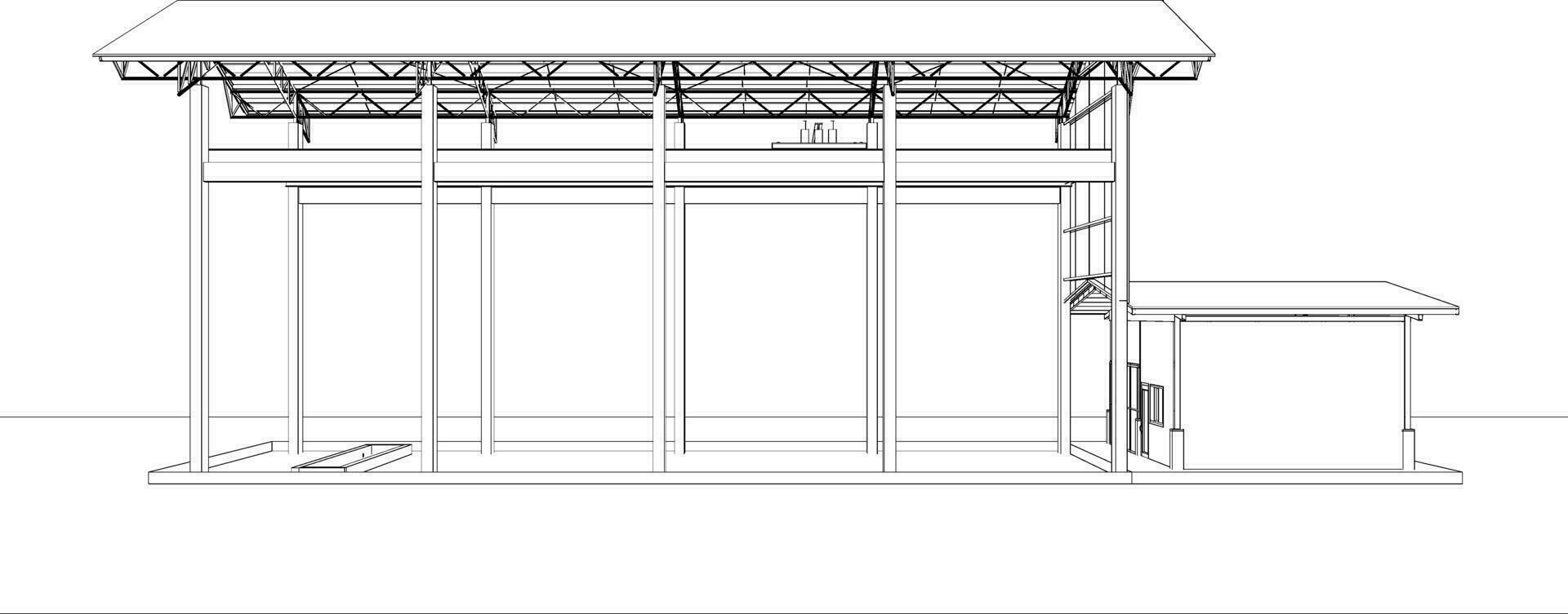 3d illustration av industriell byggnad vektor