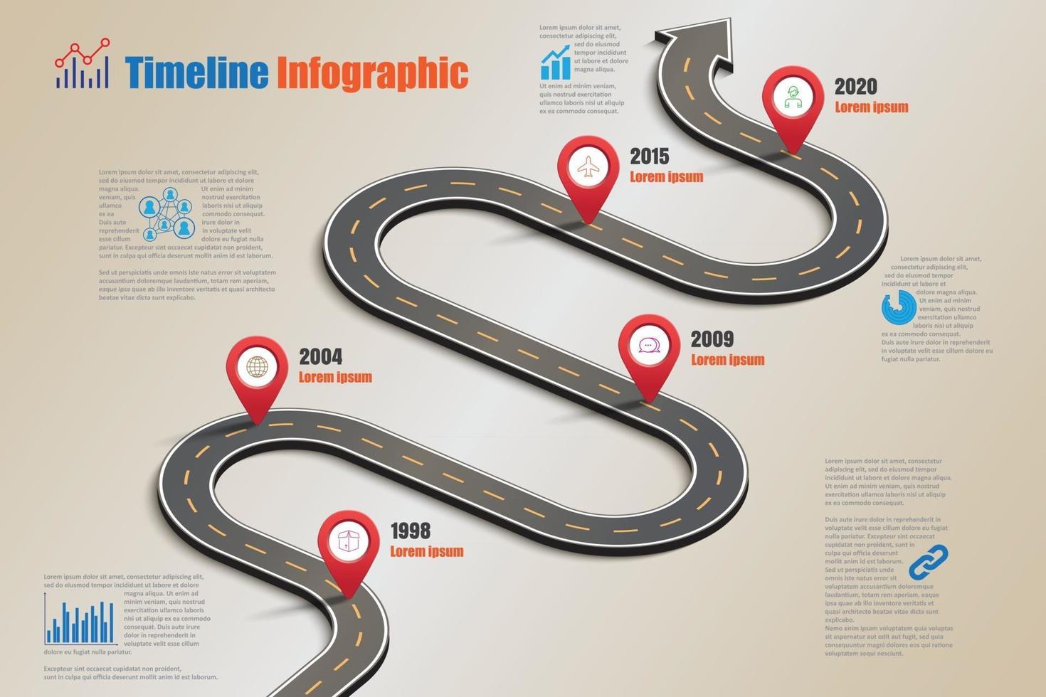 affärsplan tidslinje infografisk mall med pekare designad för abstrakt bakgrund milstolpe modernt diagram processteknik digital marknadsföring datapresentation diagram vektorillustration vektor