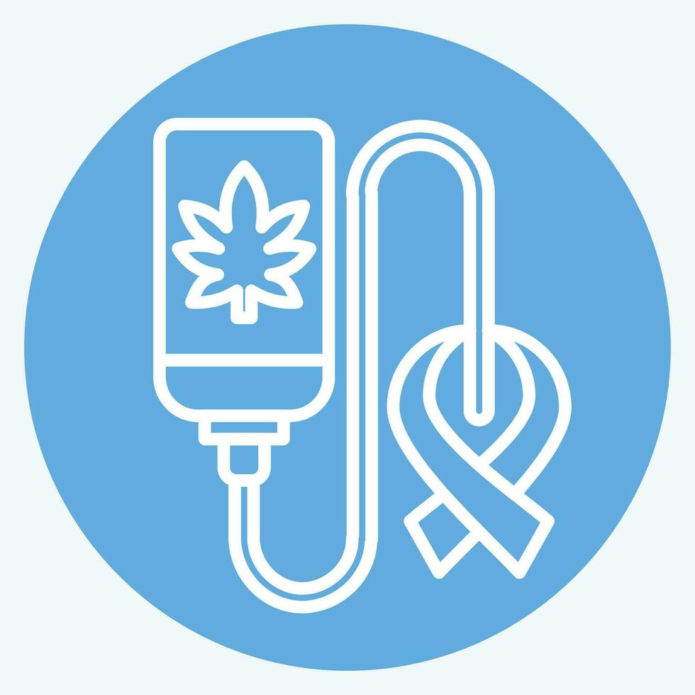 Symbol heilen Krebs. verbunden zu Cannabis Symbol. Blau Augen Stil. einfach Design editierbar. einfach Illustration vektor