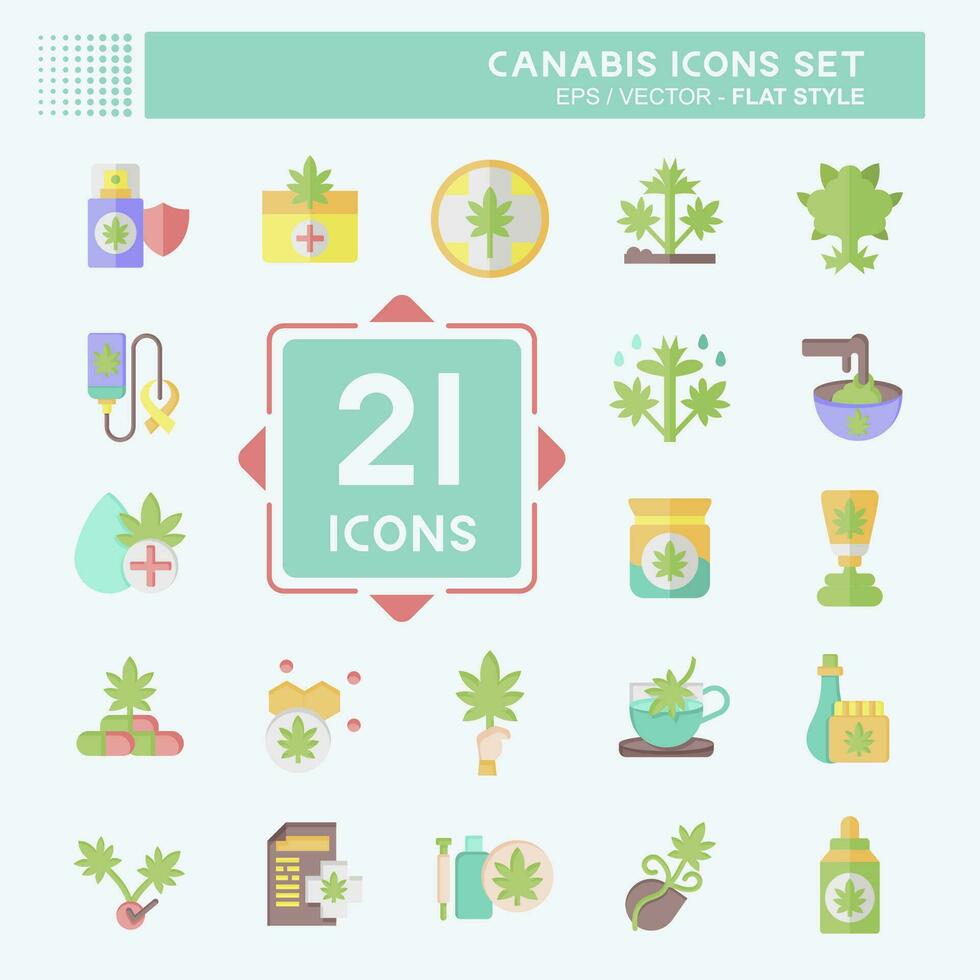 ikon uppsättning cannabis. relaterad till cannabis symbol. platt stil. enkel design redigerbar. enkel illustration vektor
