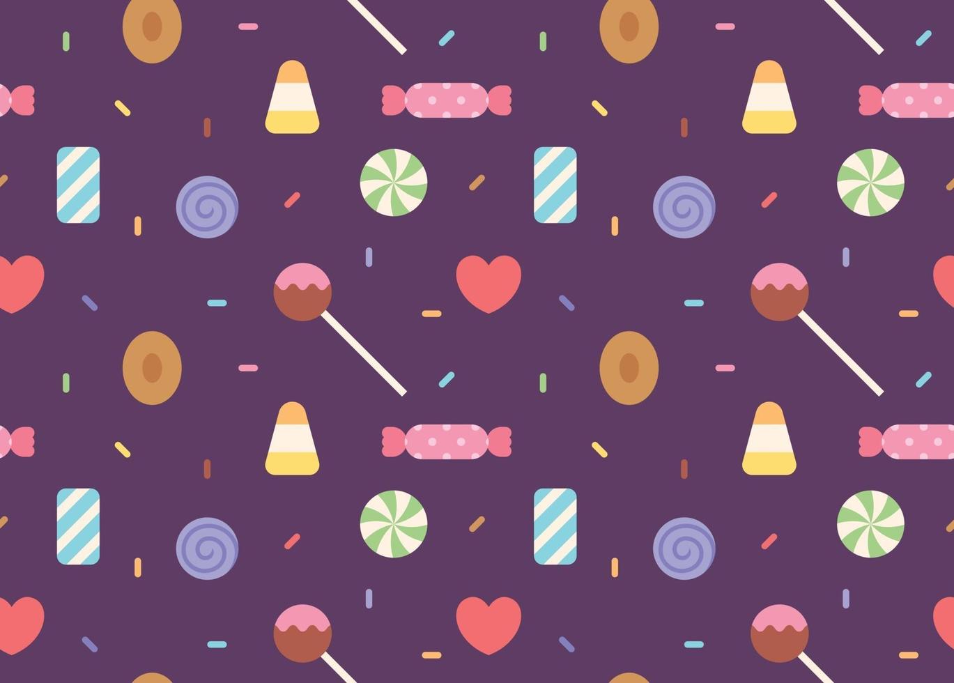 ein Musterhintergrund mit einer regelmäßigen Anordnung süßer Bonbons. einfache Musterdesign-Vorlage. vektor