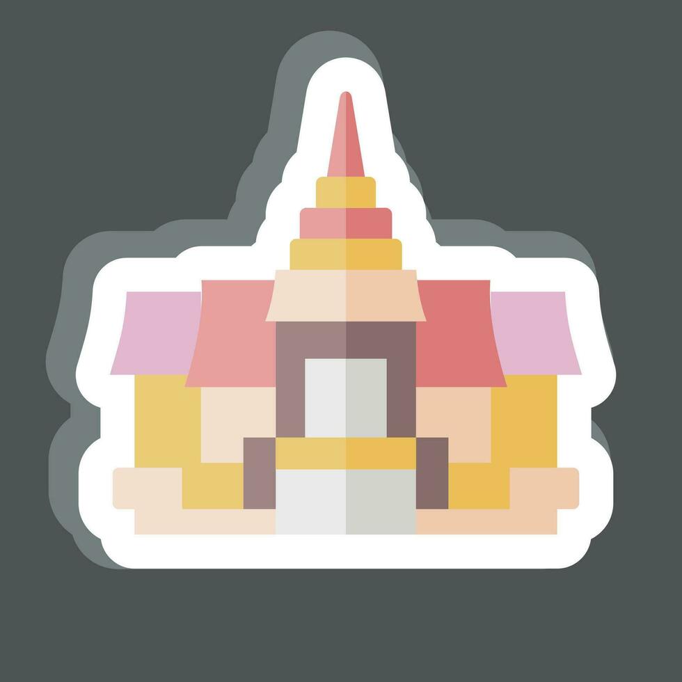 klistermärke pagod. relaterad till cambodia symbol. enkel design redigerbar. enkel illustration vektor