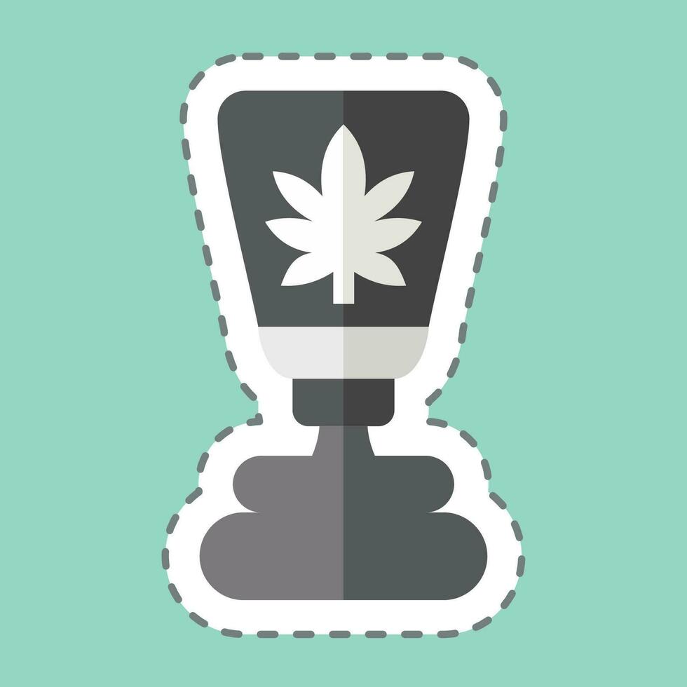 klistermärke linje skära cbd grädde. relaterad till cannabis symbol. enkel design redigerbar. enkel illustration vektor