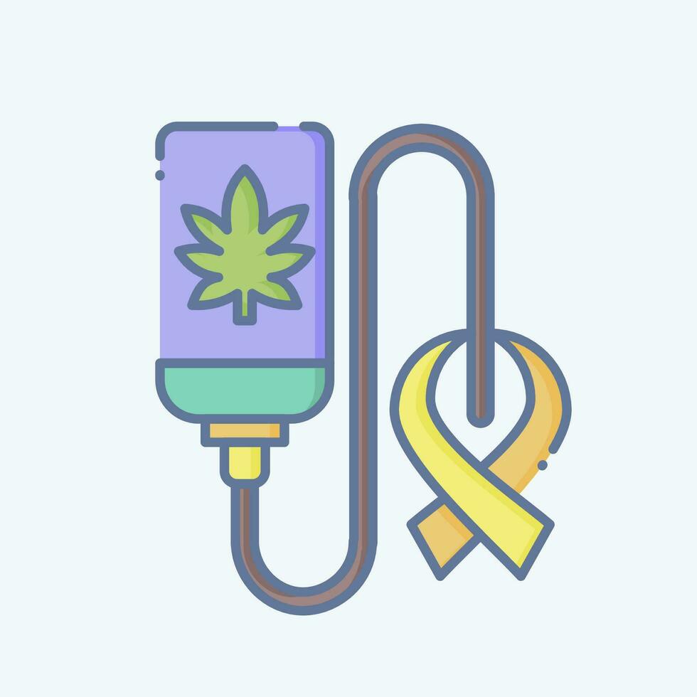 Symbol heilen Krebs. verbunden zu Cannabis Symbol. Gekritzel Stil. einfach Design editierbar. einfach Illustration vektor