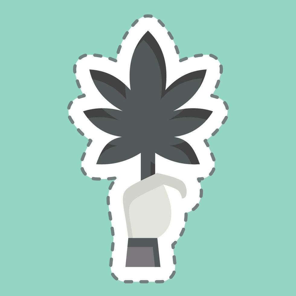 klistermärke linje skära cannabis. relaterad till cannabis symbol. enkel design redigerbar. enkel illustration vektor