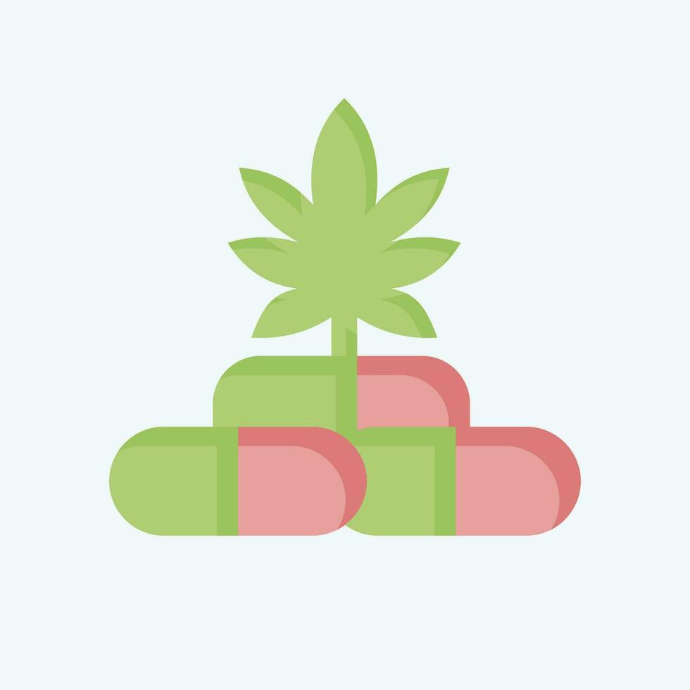 Symbol cbd Kapseln. verbunden zu Cannabis Symbol. eben Stil. einfach Design editierbar. einfach Illustration vektor