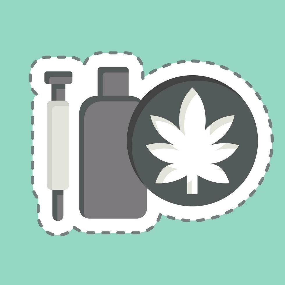 klistermärke linje skära cannabinoid läkemedel. relaterad till cannabis symbol. enkel design redigerbar. enkel illustration vektor