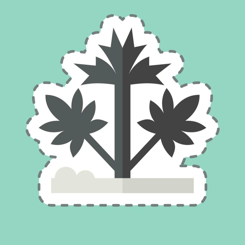 klistermärke linje skära hampa. relaterad till cannabis symbol. enkel design redigerbar. enkel illustration vektor