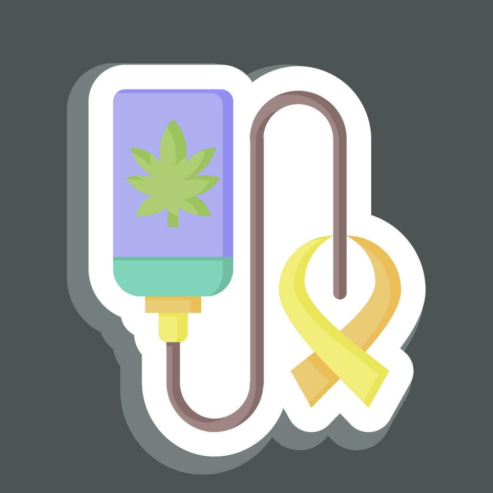 klistermärke bota cancer. relaterad till cannabis symbol. enkel design redigerbar. enkel illustration vektor