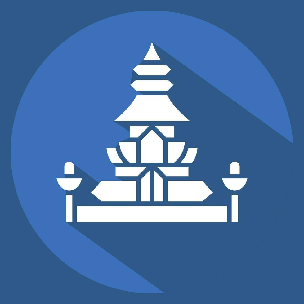 ikon kung norodom stupa. relaterad till cambodia symbol. lång skugga stil. enkel design redigerbar. enkel illustration vektor