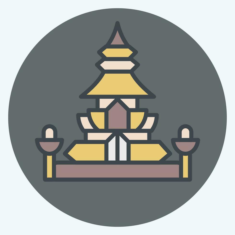 ikon kung norodom stupa. relaterad till cambodia symbol. Färg para stil. enkel design redigerbar. enkel illustration vektor