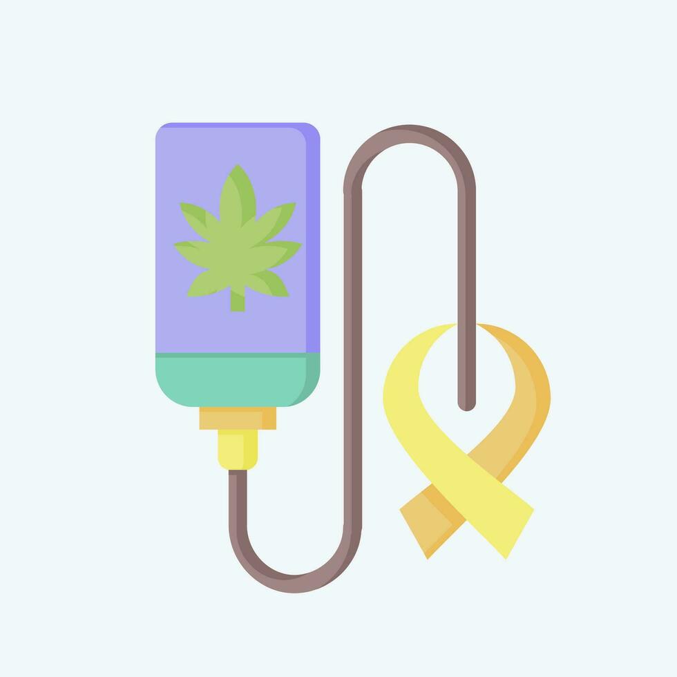 Symbol heilen Krebs. verbunden zu Cannabis Symbol. eben Stil. einfach Design editierbar. einfach Illustration vektor