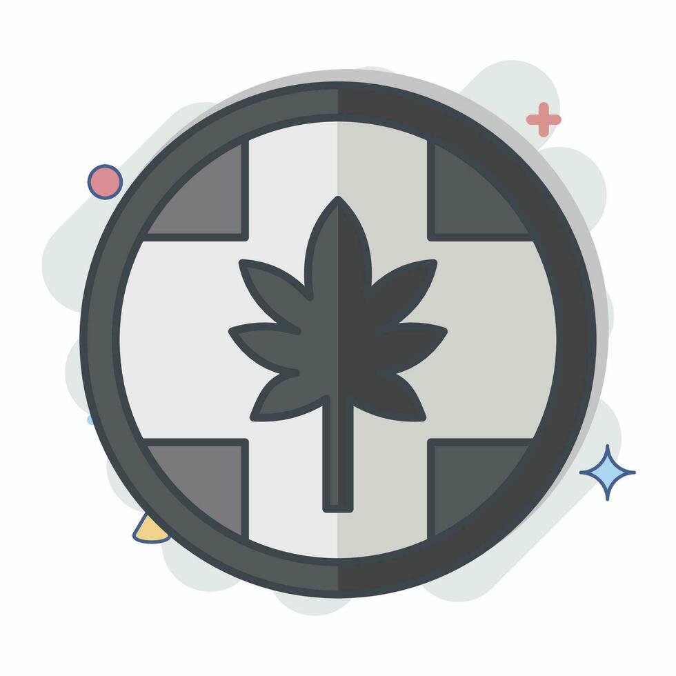 Symbol Etikette Cannabis Produkte. verbunden zu Cannabis Symbol. Comic Stil. einfach Design editierbar. einfach Illustration vektor