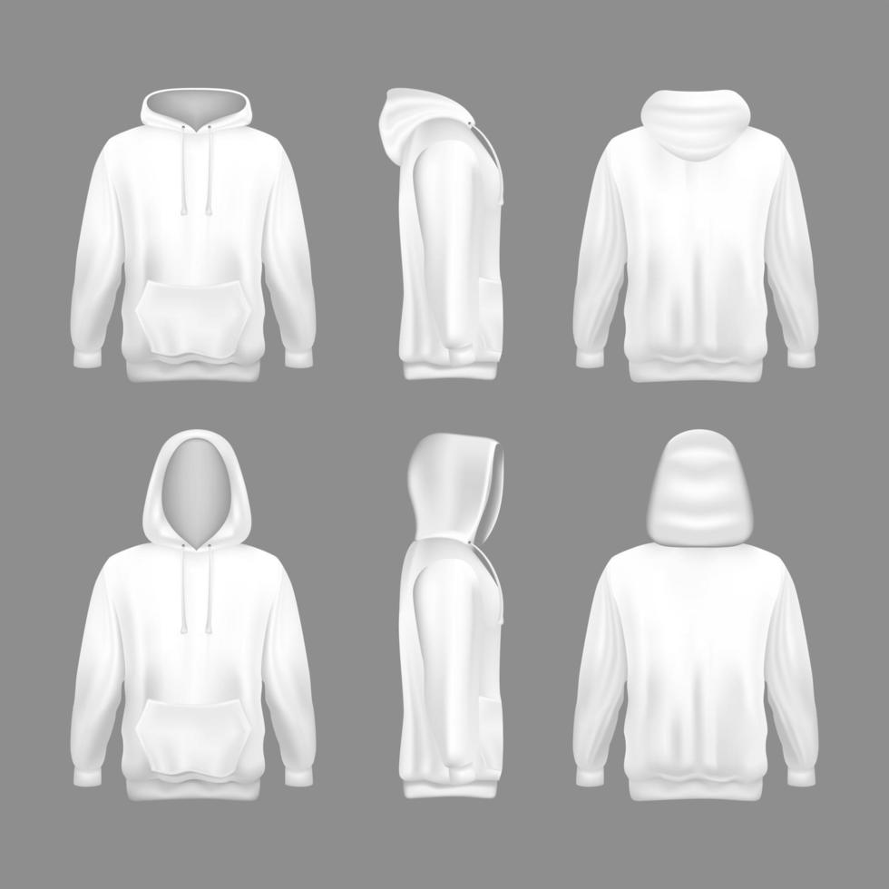 realistisk hoodie vit färg vektor
