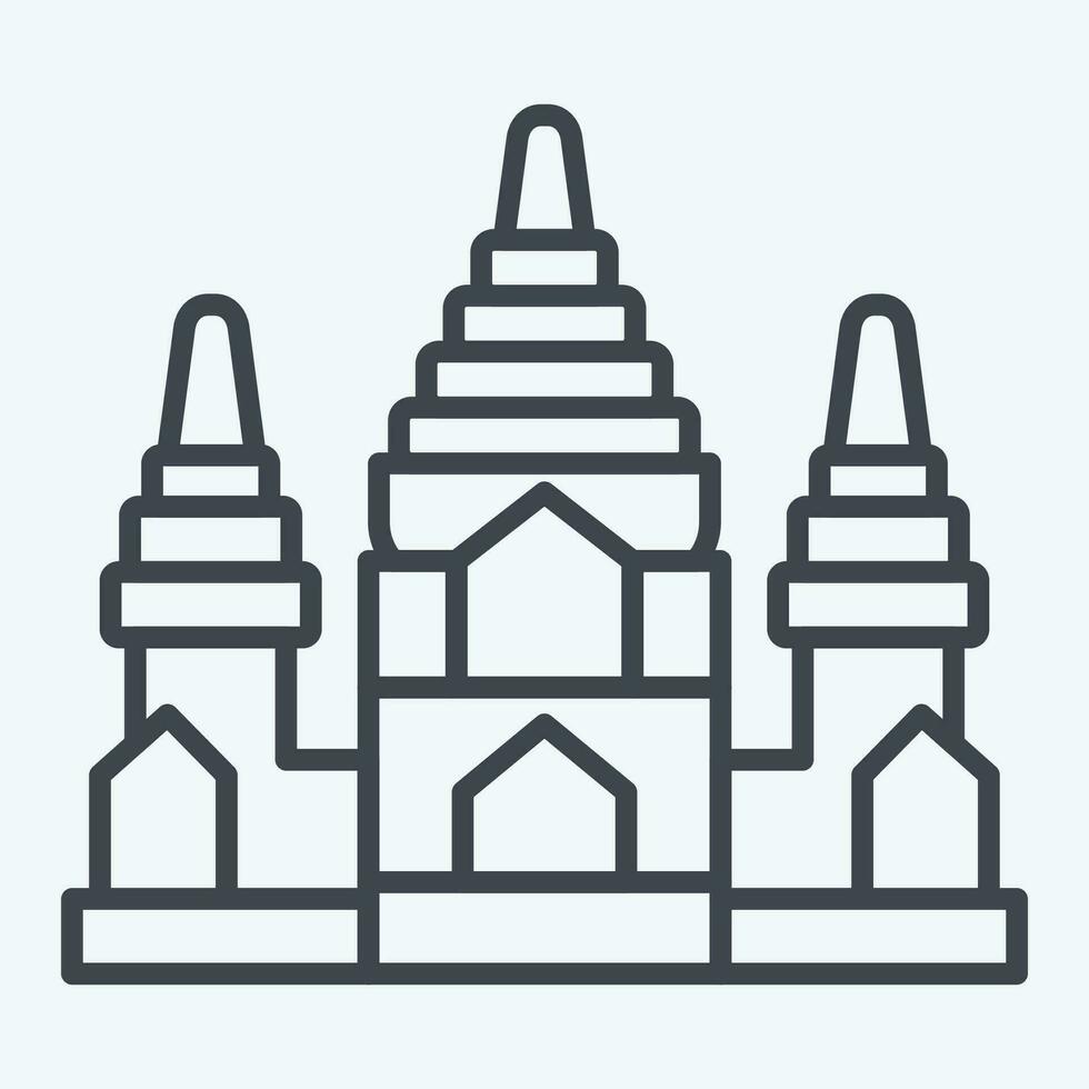 ikon angkor wat. relaterad till cambodia symbol. linje stil. enkel design redigerbar. enkel illustration vektor