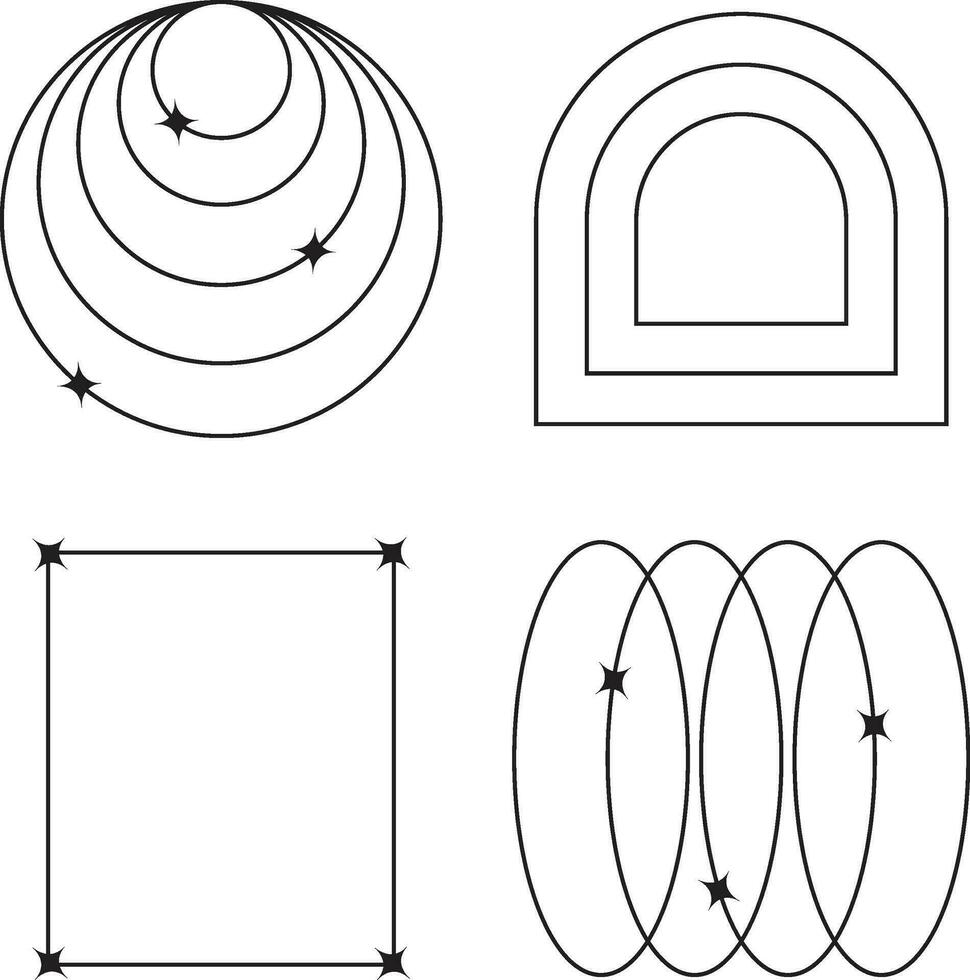 ästhetisch Linie Kunst Satz. Basic Design. isoliert auf Weiß Hintergrund vektor