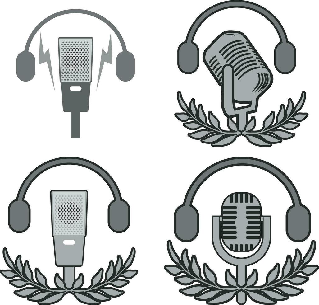 uppsättning av internationell podcast dag logotyp design september 30:e vektor