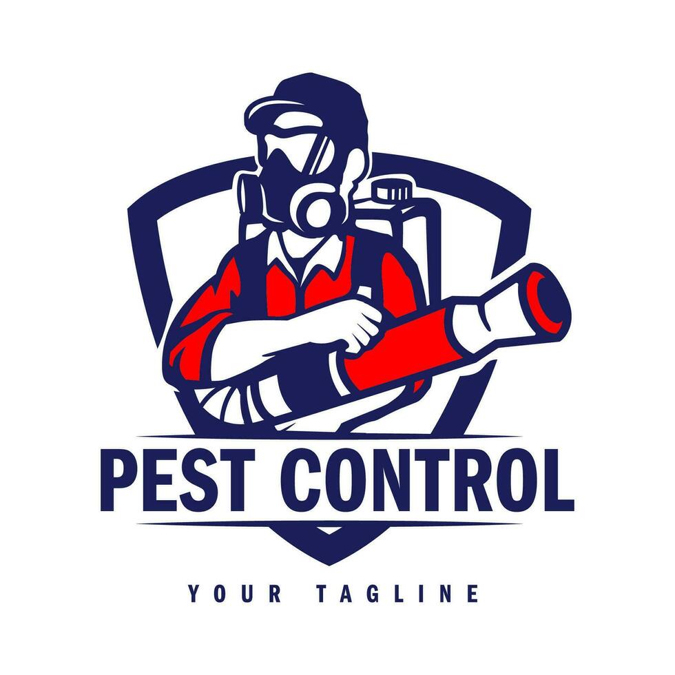 handgemalt Pest Steuerung Logo Design Vektor Illustration