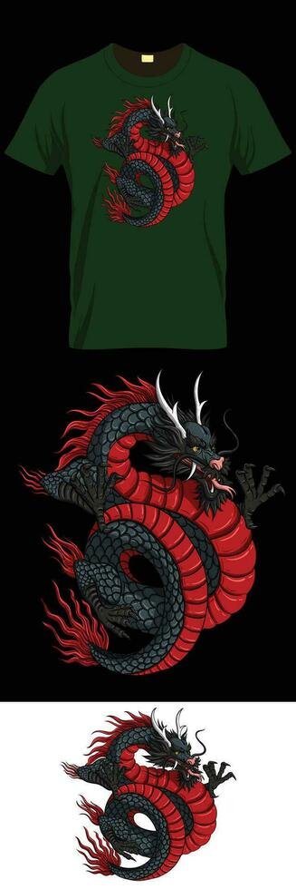 Drachen Symbole bunt klassisch T-Shirt Design vektor