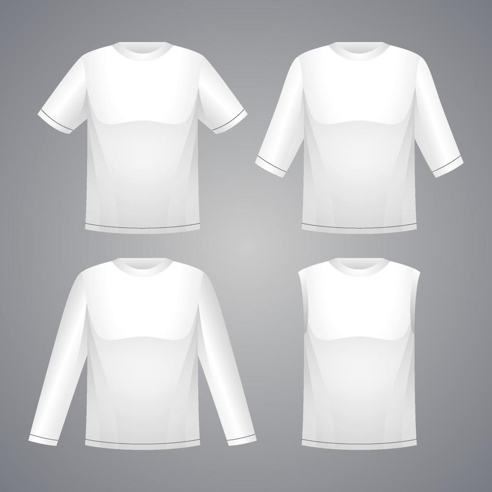 weißes t-shirt-modell-set vektor