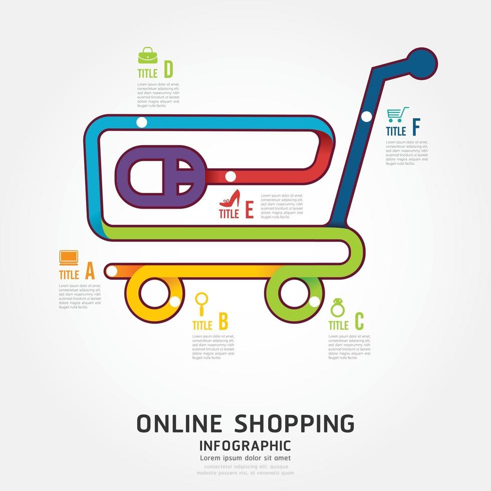 infographics vektor online shopping design diagram linje stil mall