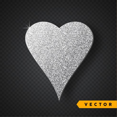 Vektor Silver glitter hjärta. Valentinsdag Vector Sparkles och Glitters. Holiday Design.