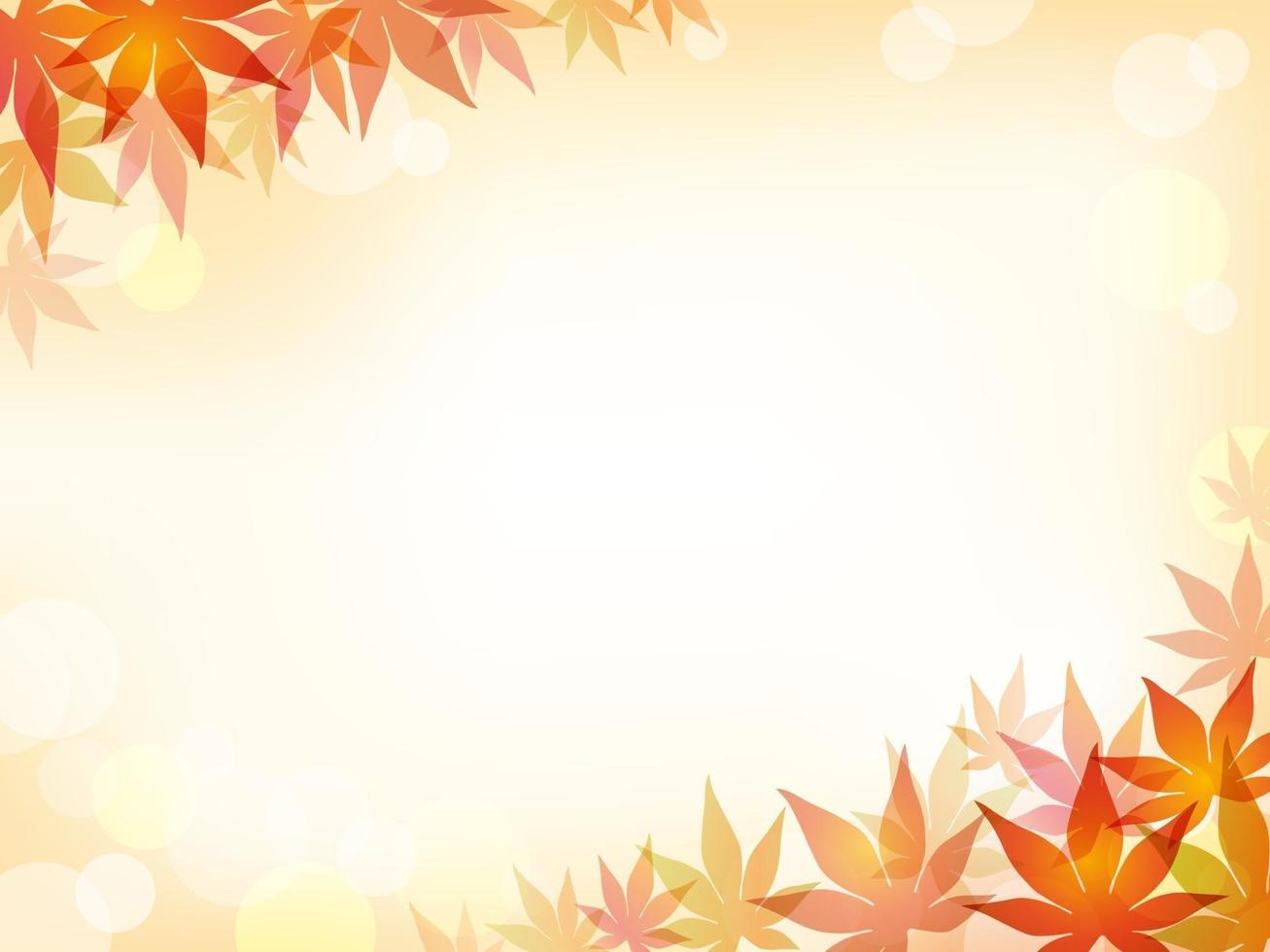 Herbstfarbe Ahornblattrahmen auf einem pastellfarbenen abstrakten Bokeh-Hintergrund. Vektor-Illustration. vektor