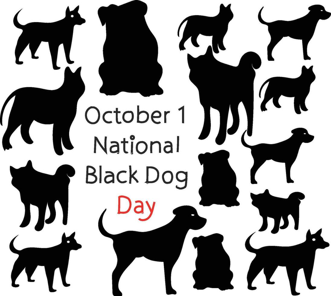 1 oktober är nationell svart hund dag vektor