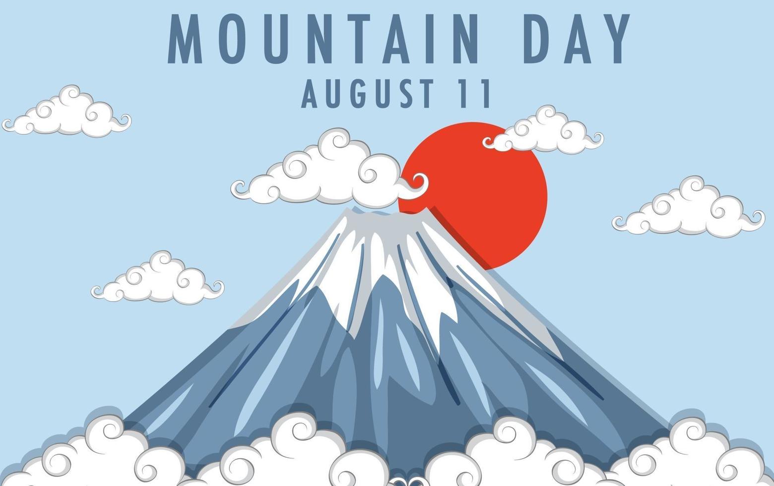 bergsdag i Japan den 11 augusti banner med berget fuji vektor