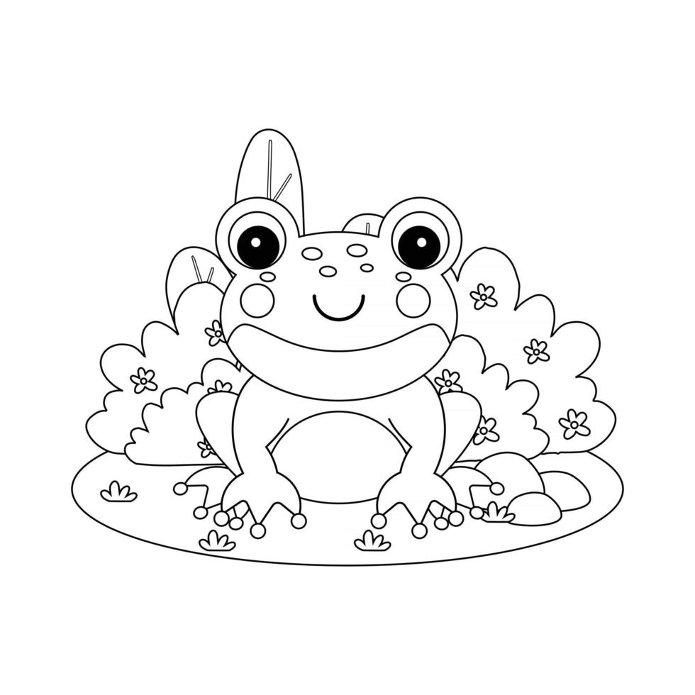 Malvorlagen Umriss Cartoon Frosch. vektor