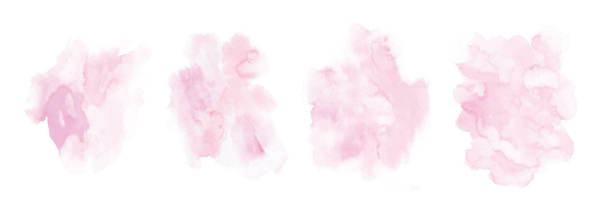 uppsättning av rosa vattenfärg textur handmålad vektor