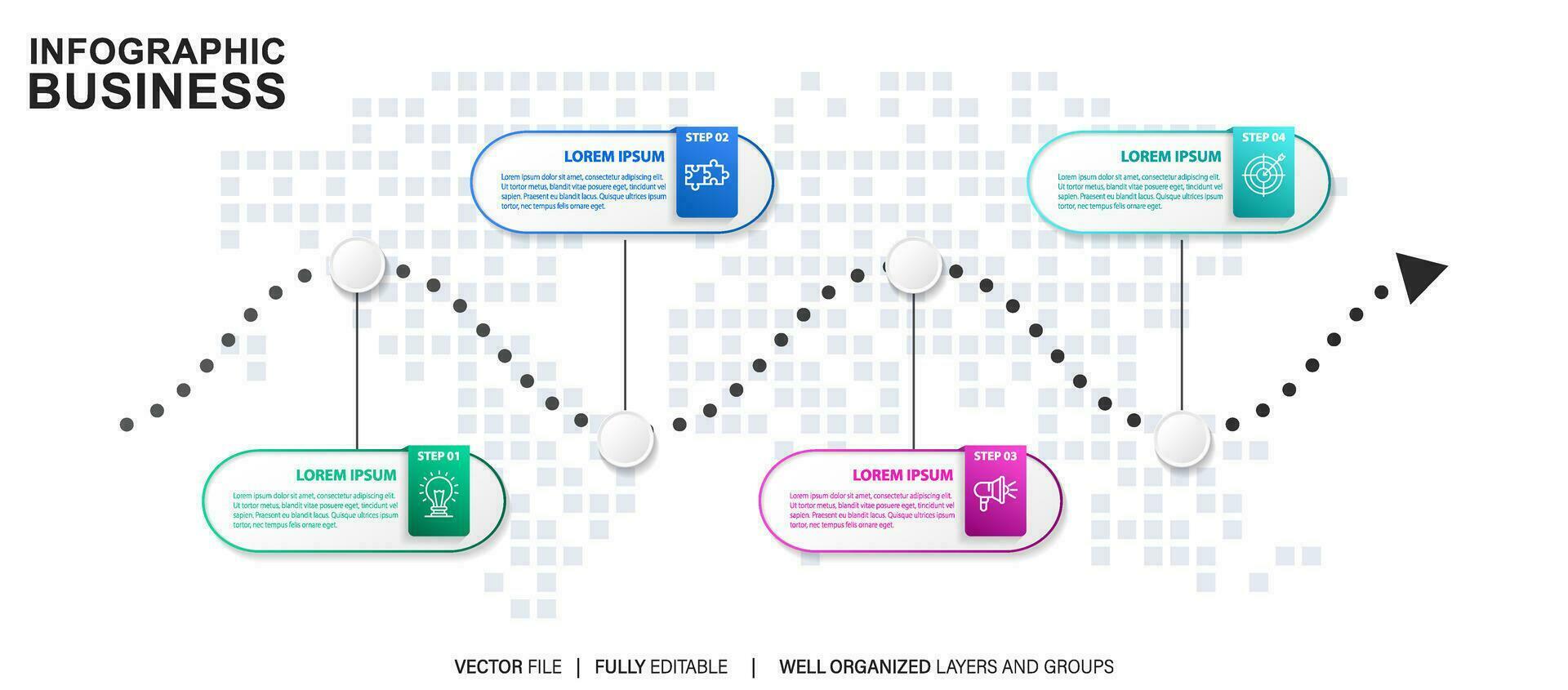 Zeitleiste Infografik dünn Linie Design mit Symbole. Vorlage zum Graph, Diagramm, Präsentationen. Geschäft Konzept mit 4 Optionen. Vektor Illustration.